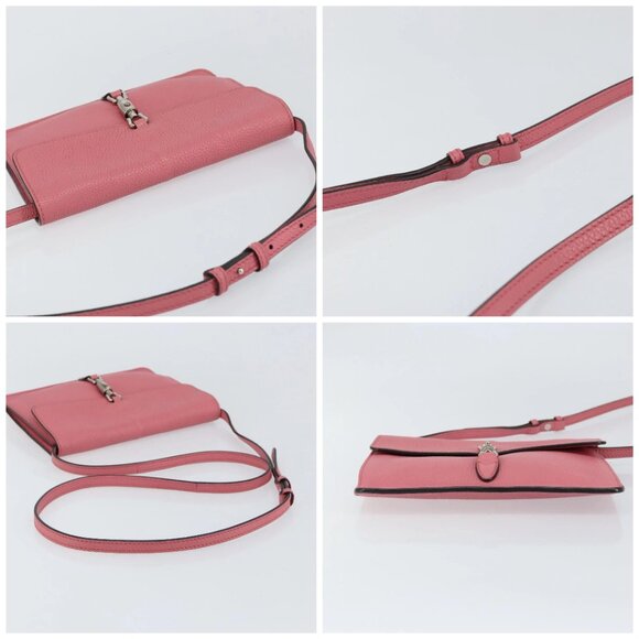 GUCCI New Jackie Shoulder Bag Leather Pink Silver - Picture 16 of 16